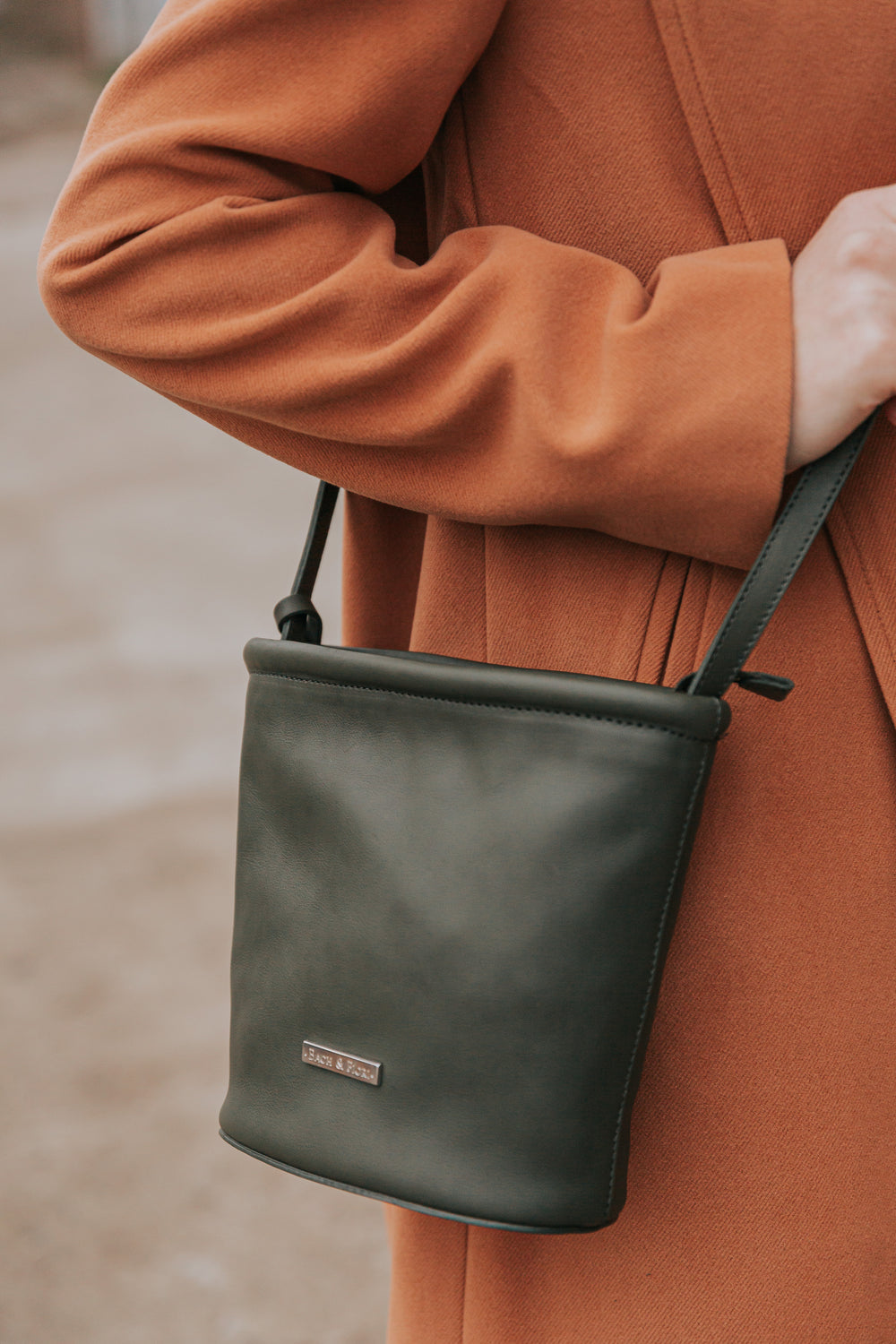 Lulu mini bucket bag in dark sage